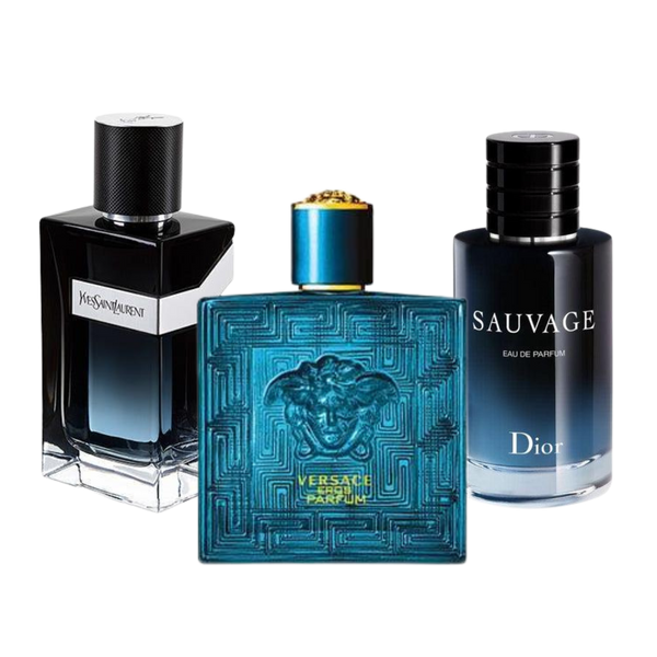 Dior SAUVAGE, Yves Saint Laurent Y MEN y Versace EROS