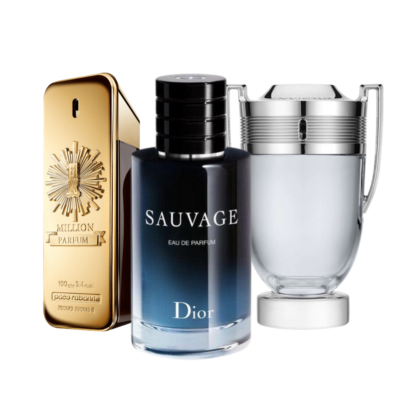 Paco Rabanne ONE MILLION, Dior SAUVAGE y Paco Rabanne INVICTUS (Eau de Parfum)