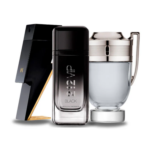 Carolina Herrera BAD BOY, Carolina Herrera 212 VIP BLACK y Paco Rabanne INVICTUS 100ml (Eau de Parfum)